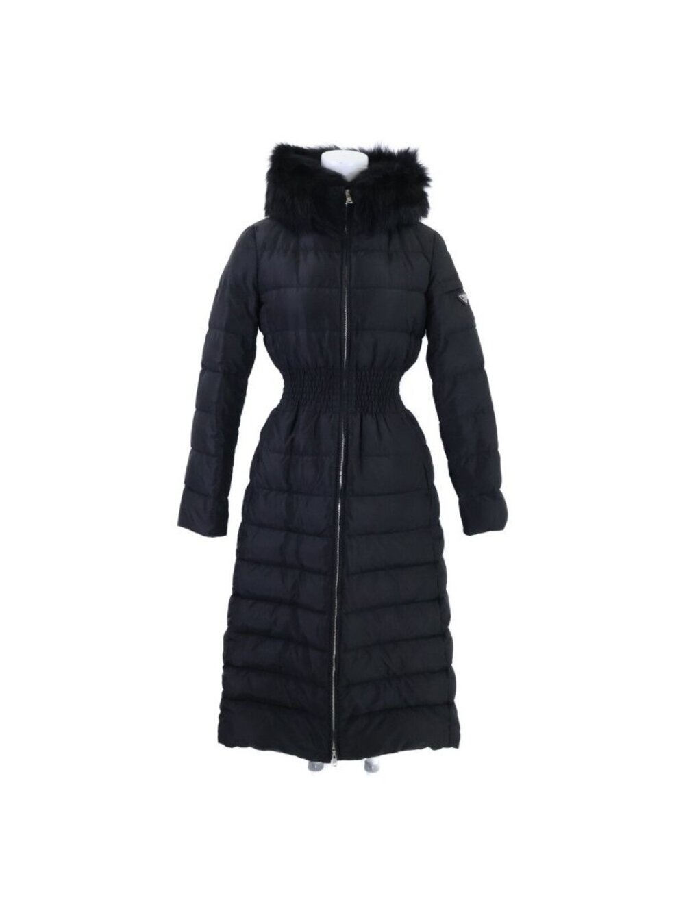 Prada Triangle Plate Fur Hoodie Down 36